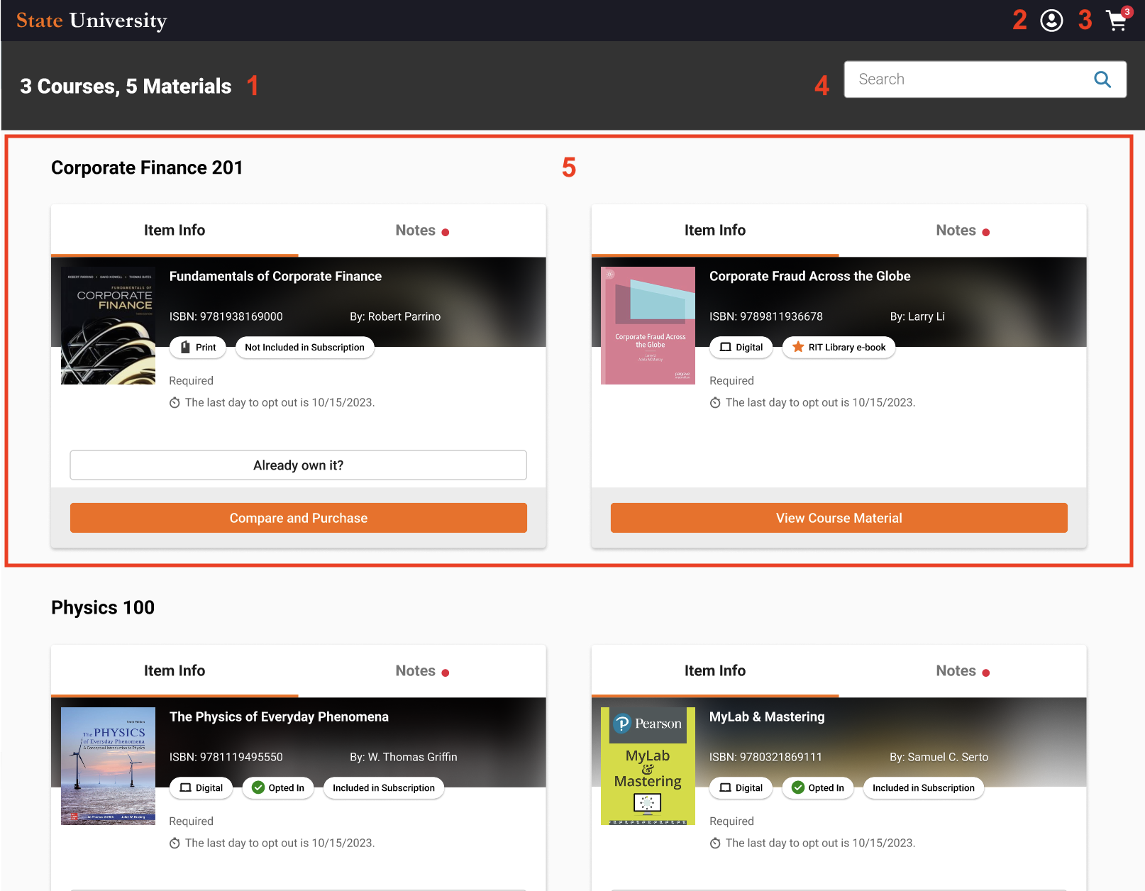Course Dashboard Screenshot