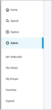 Bookshelf Menu admin button selected