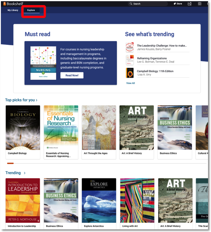 explore tab