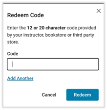 Section where you can redeem codes