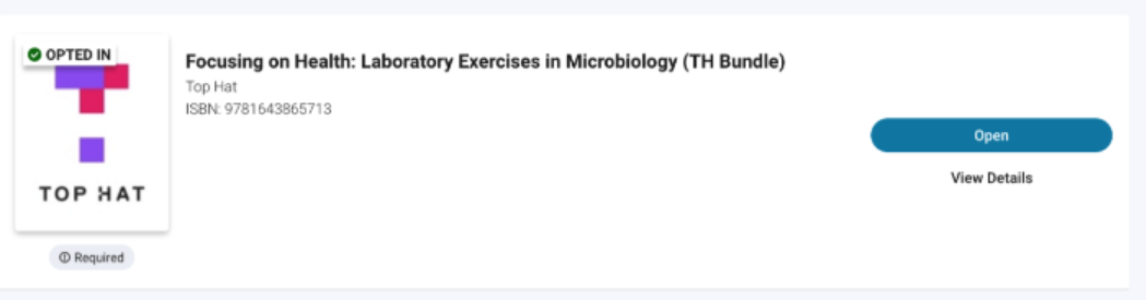 View of courseware in my courses with open button